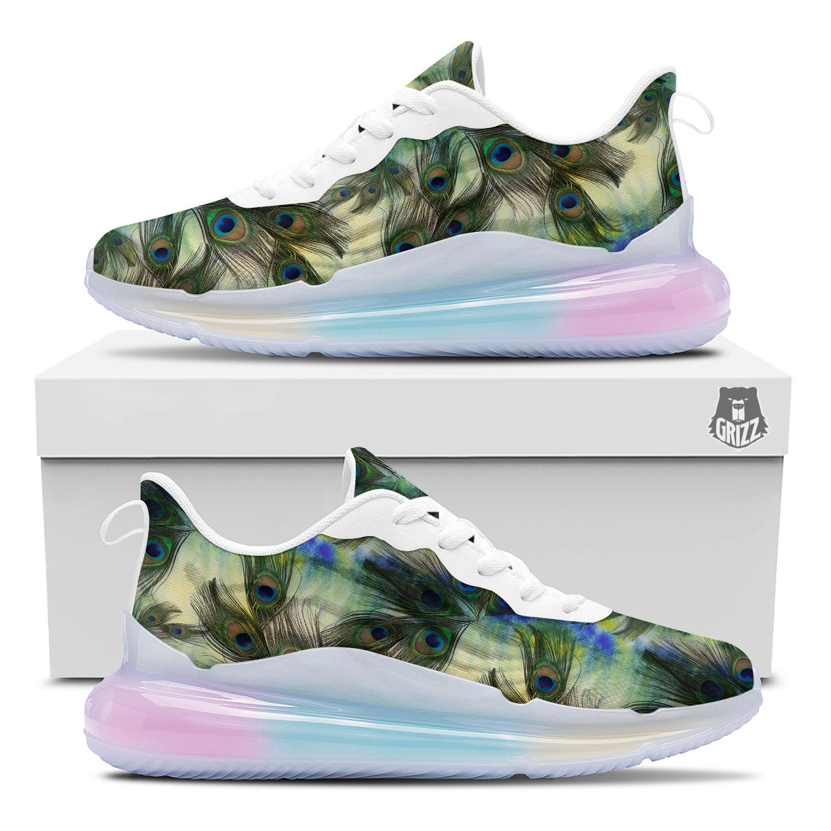Feather Vintage Watercolor Print Pattern Running Sneakers-grizzshop