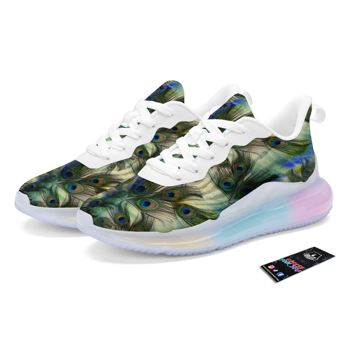 Feather Vintage Watercolor Print Pattern Running Sneakers-grizzshop