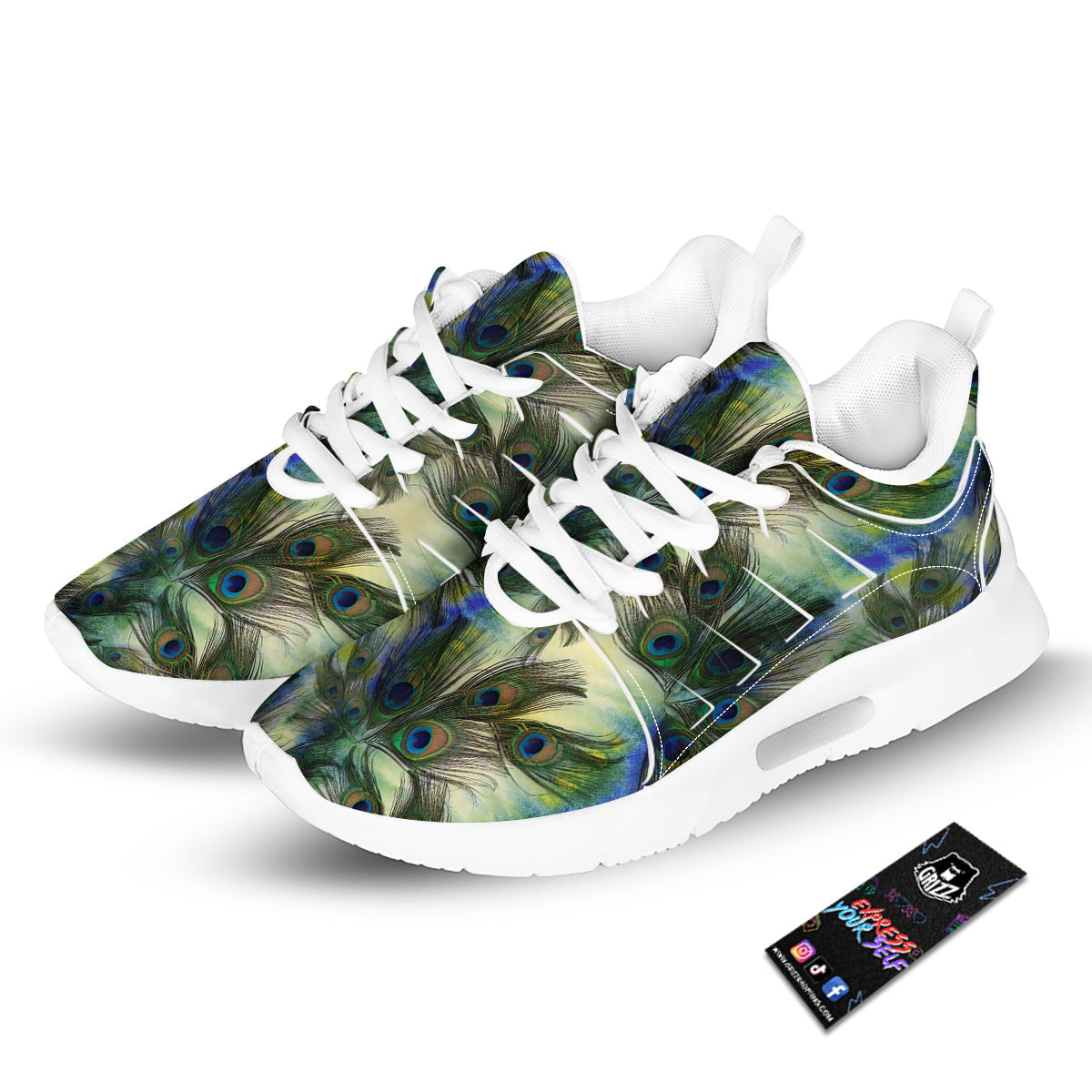 Feather Vintage Watercolor Print Pattern Tennis Shoes-grizzshop