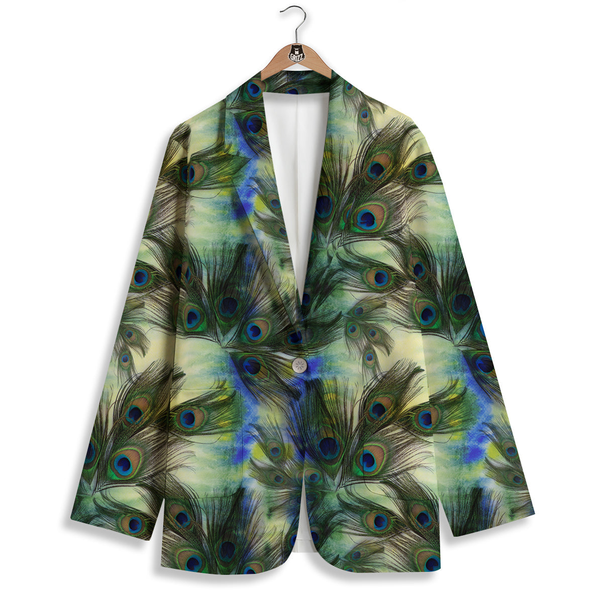 Feather Vintage Watercolor Print Pattern Women's Blazer-grizzshop