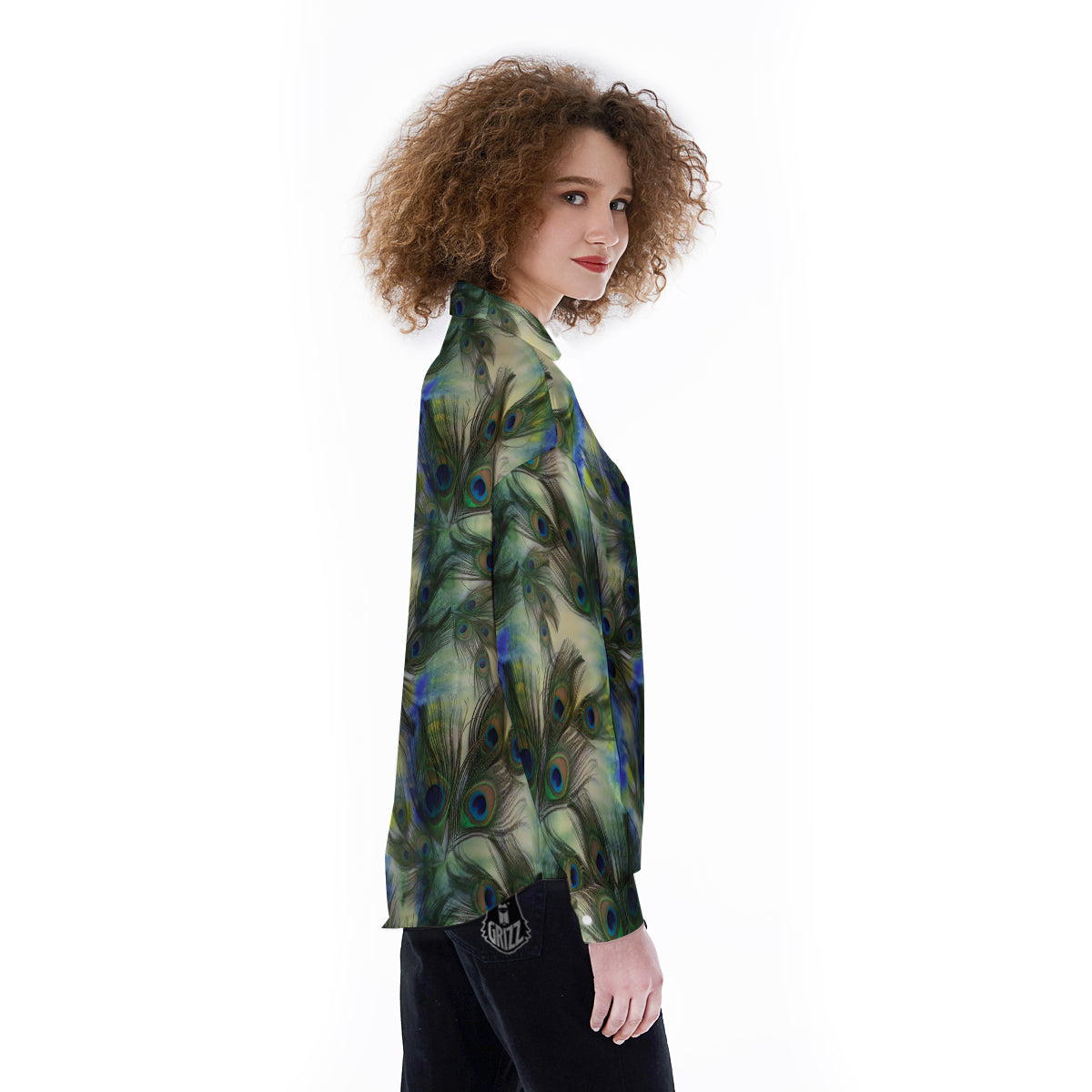 Feather Vintage Watercolor Print Pattern Women's Long Sleeve Shirts-grizzshop