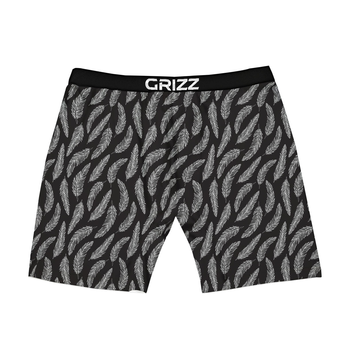 Feather White And Black Print Pattern Boxer Briefs-grizzshop
