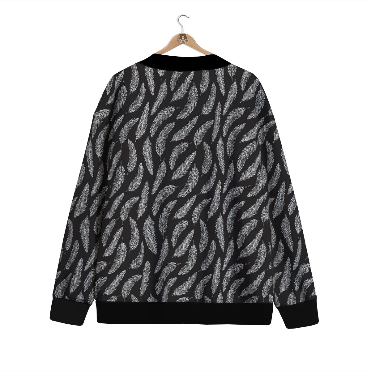 Feather White And Black Print Pattern Cardigan-grizzshop