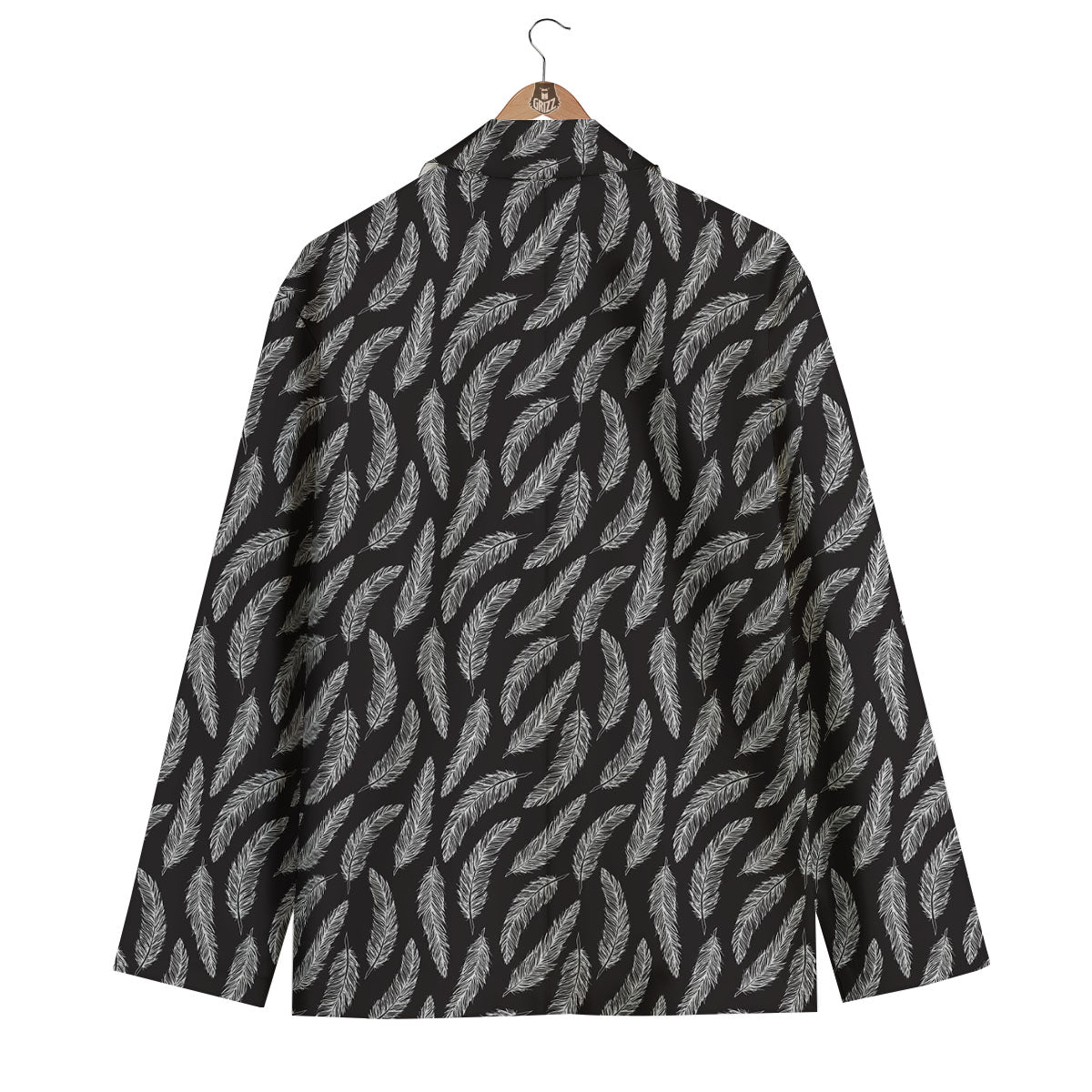Feather White And Black Print Pattern Men's Blazer-grizzshop