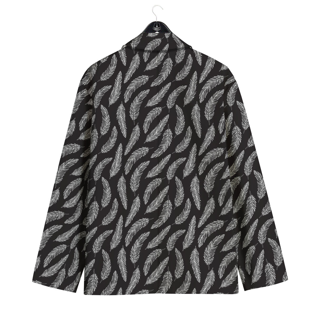 Feather White And Black Print Pattern Men's Sport Coat-grizzshop