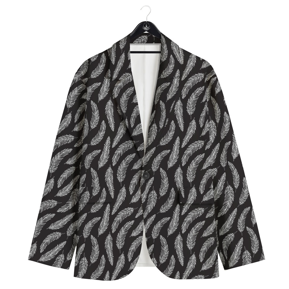 Feather White And Black Print Pattern Men's Sport Coat-grizzshop