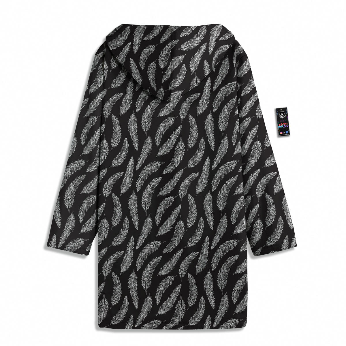 Feather White And Black Print Pattern Men's Windbreaker Jacket-grizzshop