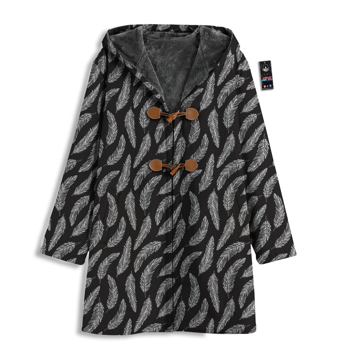 Feather White And Black Print Pattern Men's Windbreaker Jacket-grizzshop