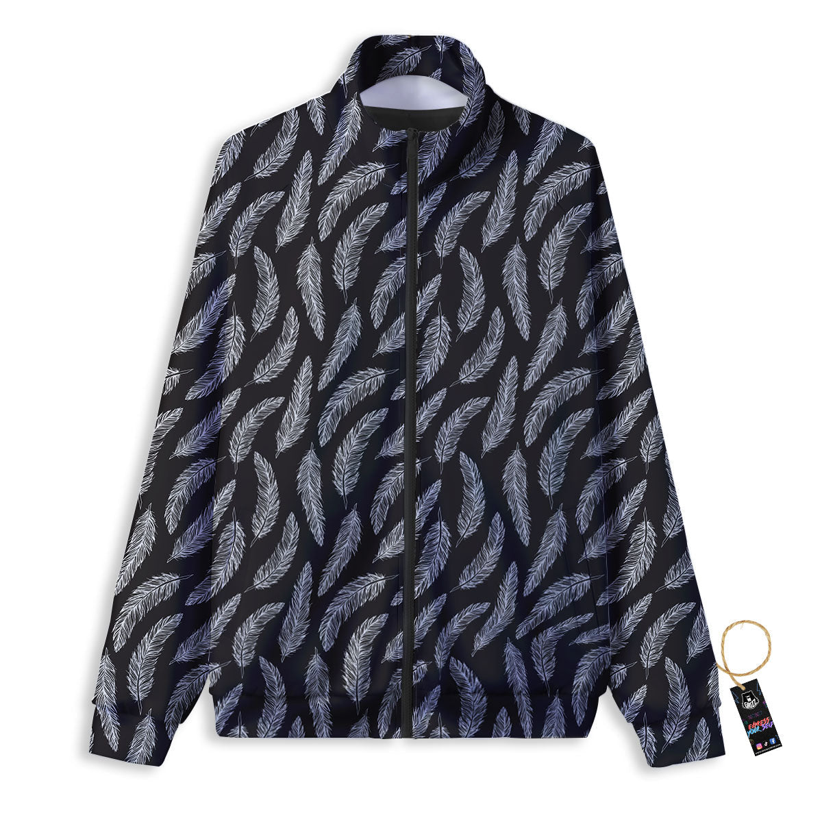 Feather White And Black Print Pattern Track Jacket-grizzshop