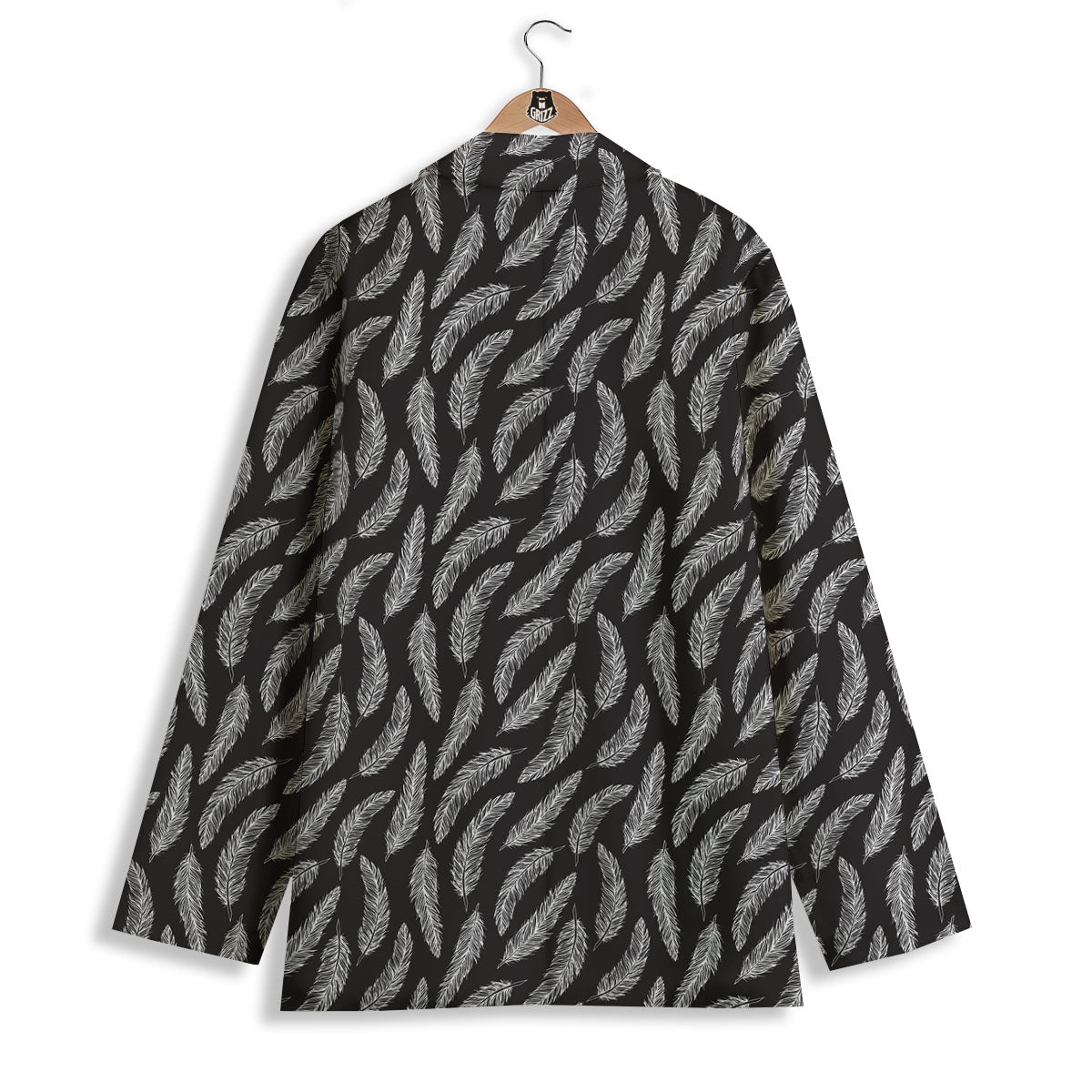 Feather White And Black Print Pattern Women's Blazer-grizzshop
