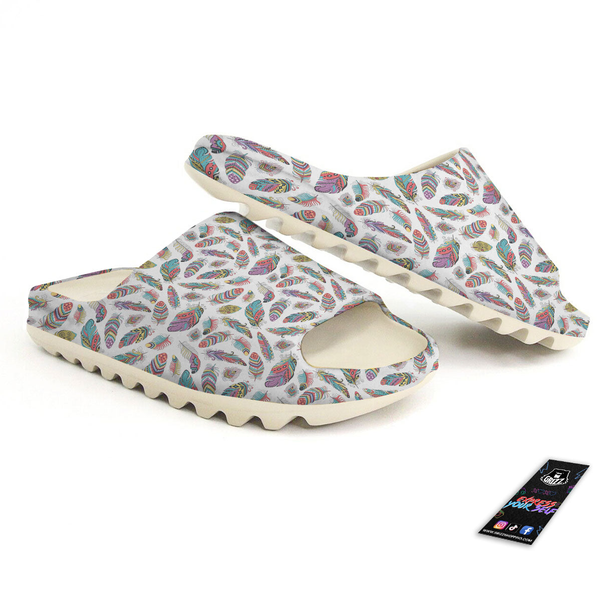 Feather Bohemian Print Pattern Sandals-grizzshop