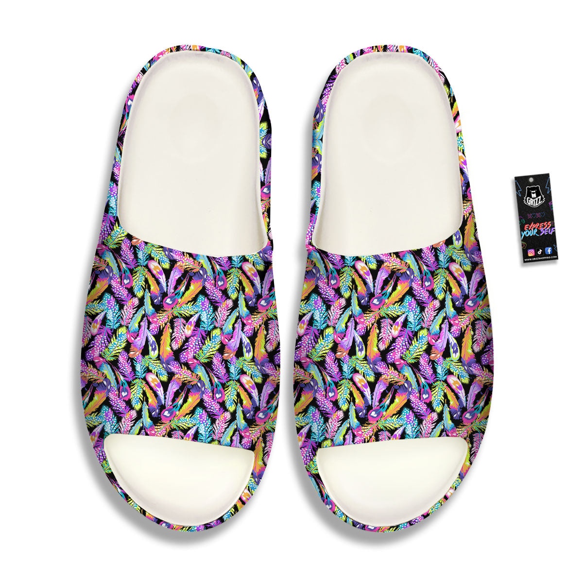 Feather Colorful Print Pattern Sandals-grizzshop