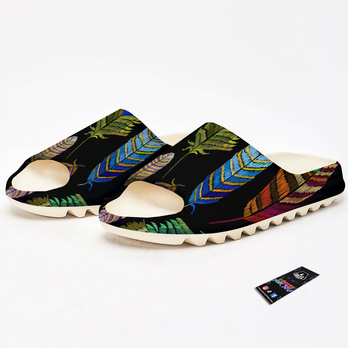 Feather Embroidery Peacock Print Sandals-grizzshop