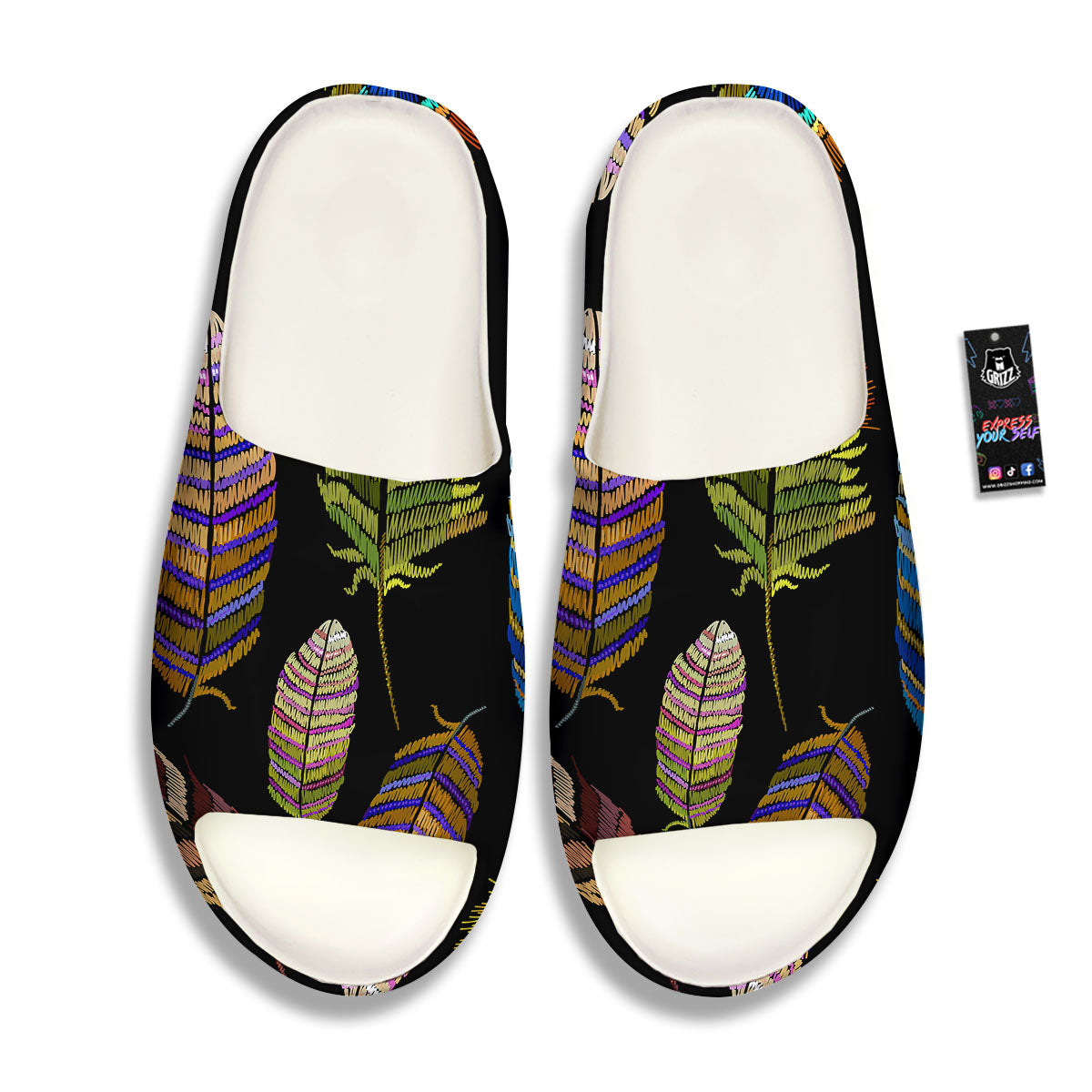 Feather Embroidery Peacock Print Sandals-grizzshop