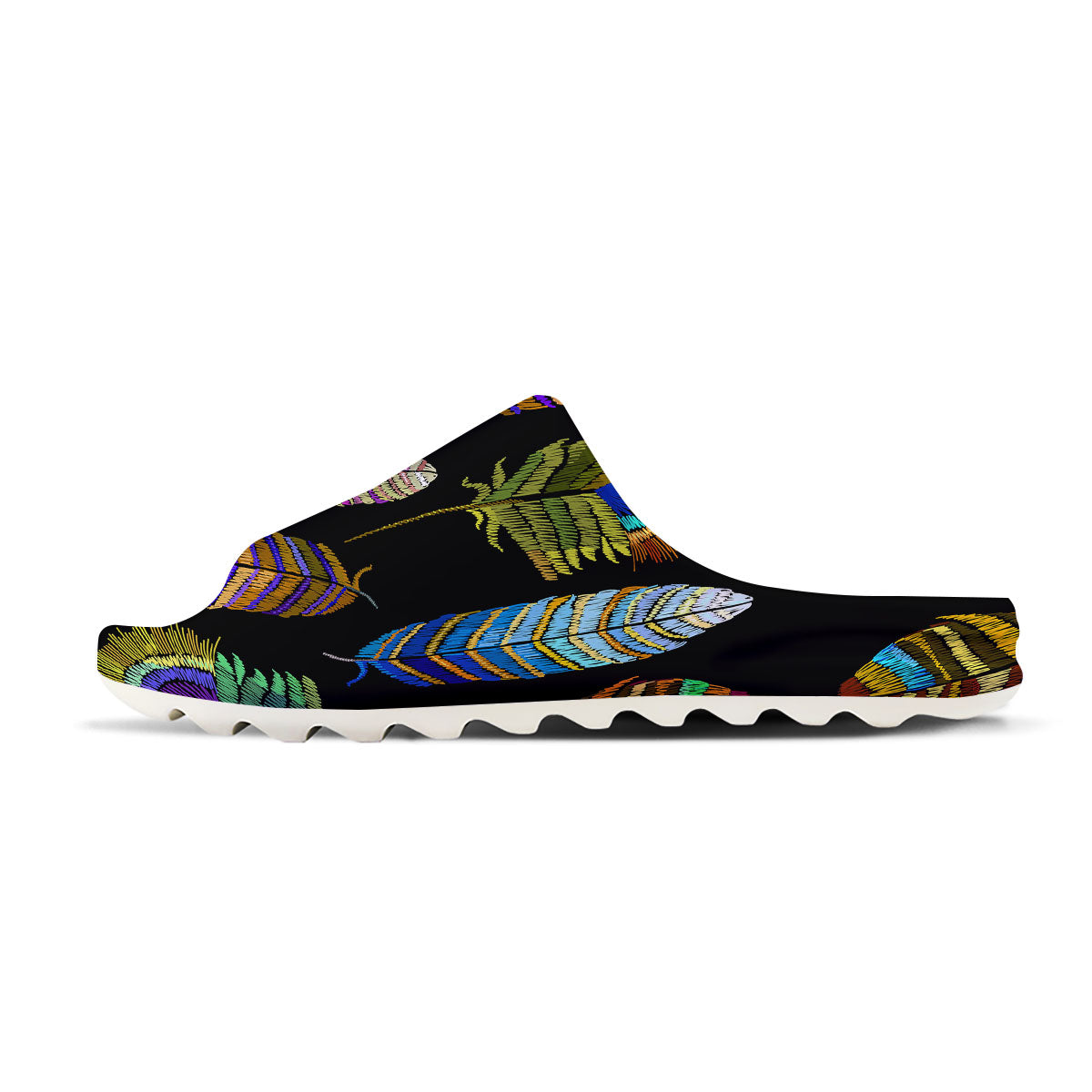 Feather Embroidery Peacock Print Sandals-grizzshop