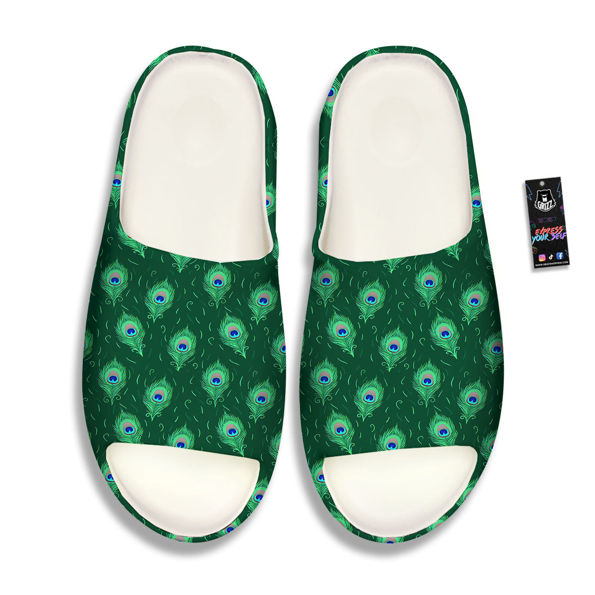 Feather Peacock Print Pattern Sandals-grizzshop