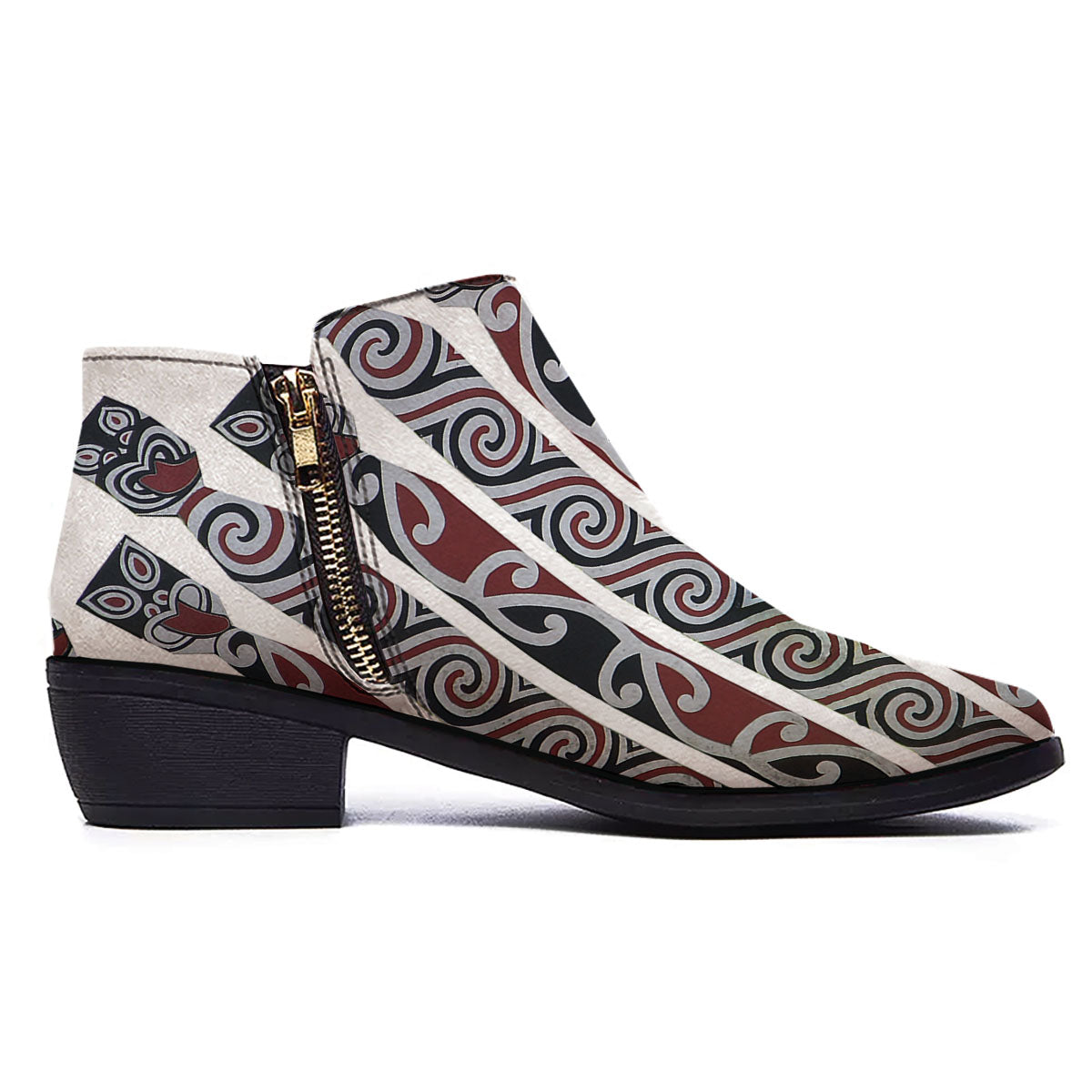 Fence Maori Print Ankle Boots-grizzshop