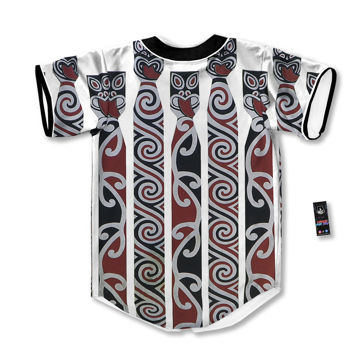 Fence Maori Print Baseball Jersey-grizzshop