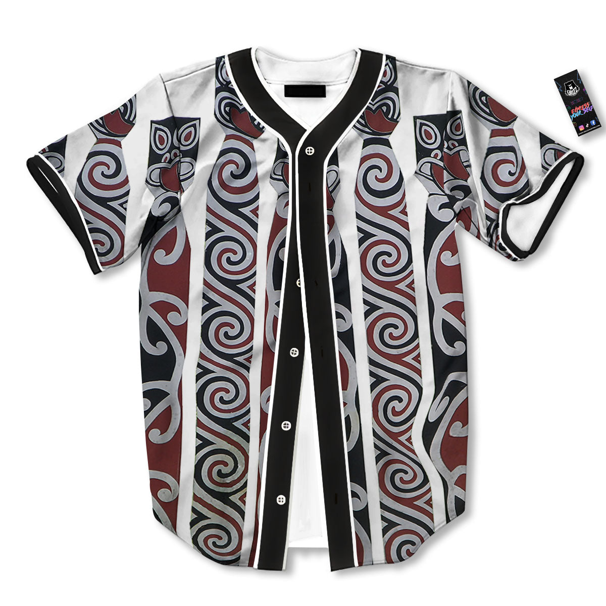 Fence Maori Print Baseball Jersey-grizzshop