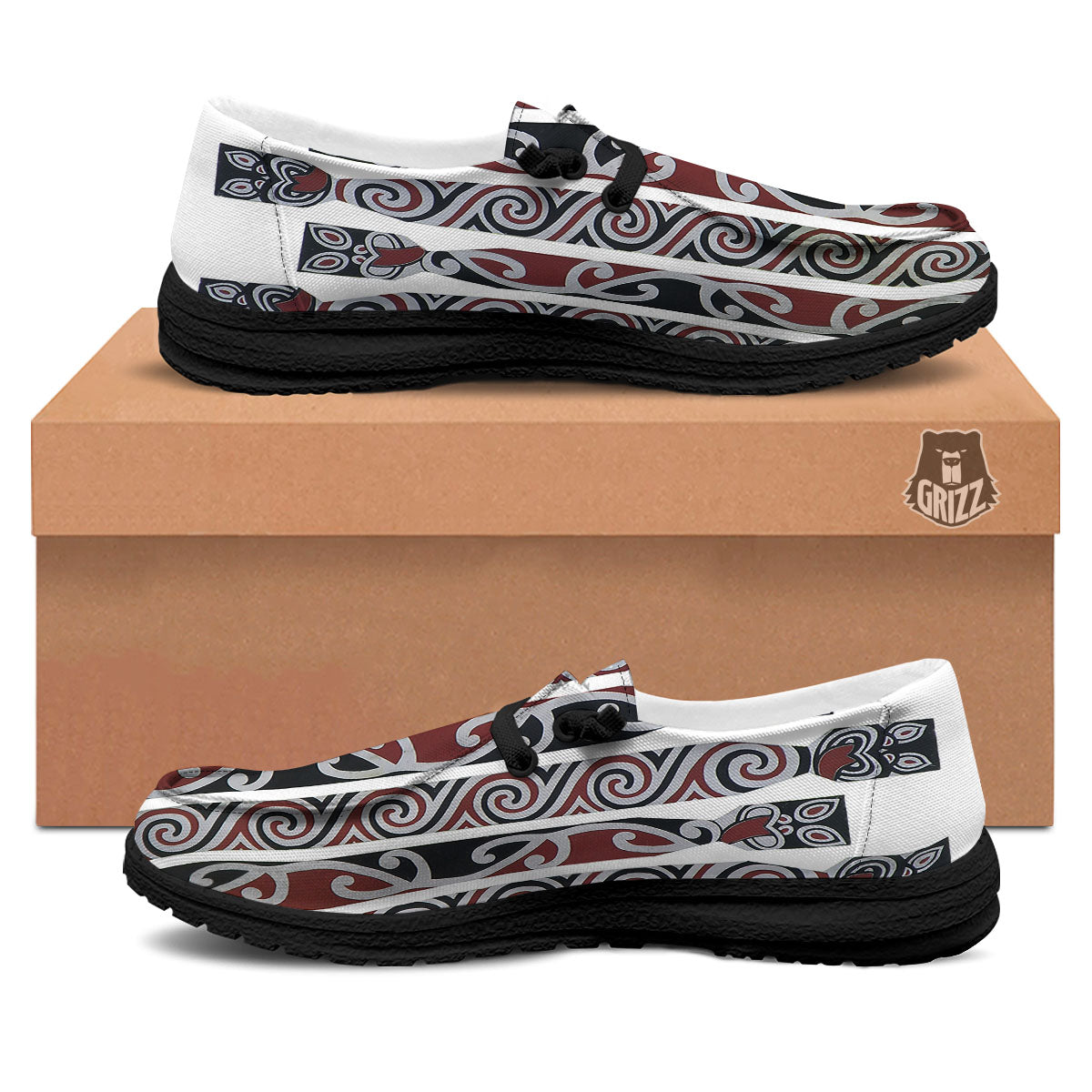 Fence Maori Print Black Loafers-grizzshop