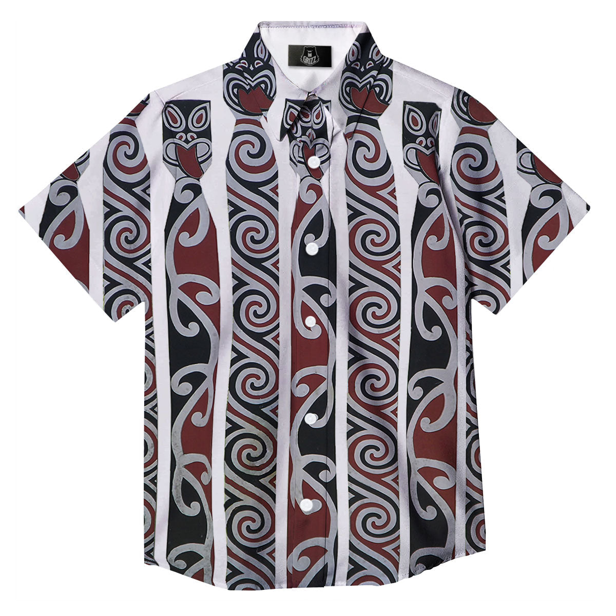 Fence Maori Print Button Up Shirt-grizzshop