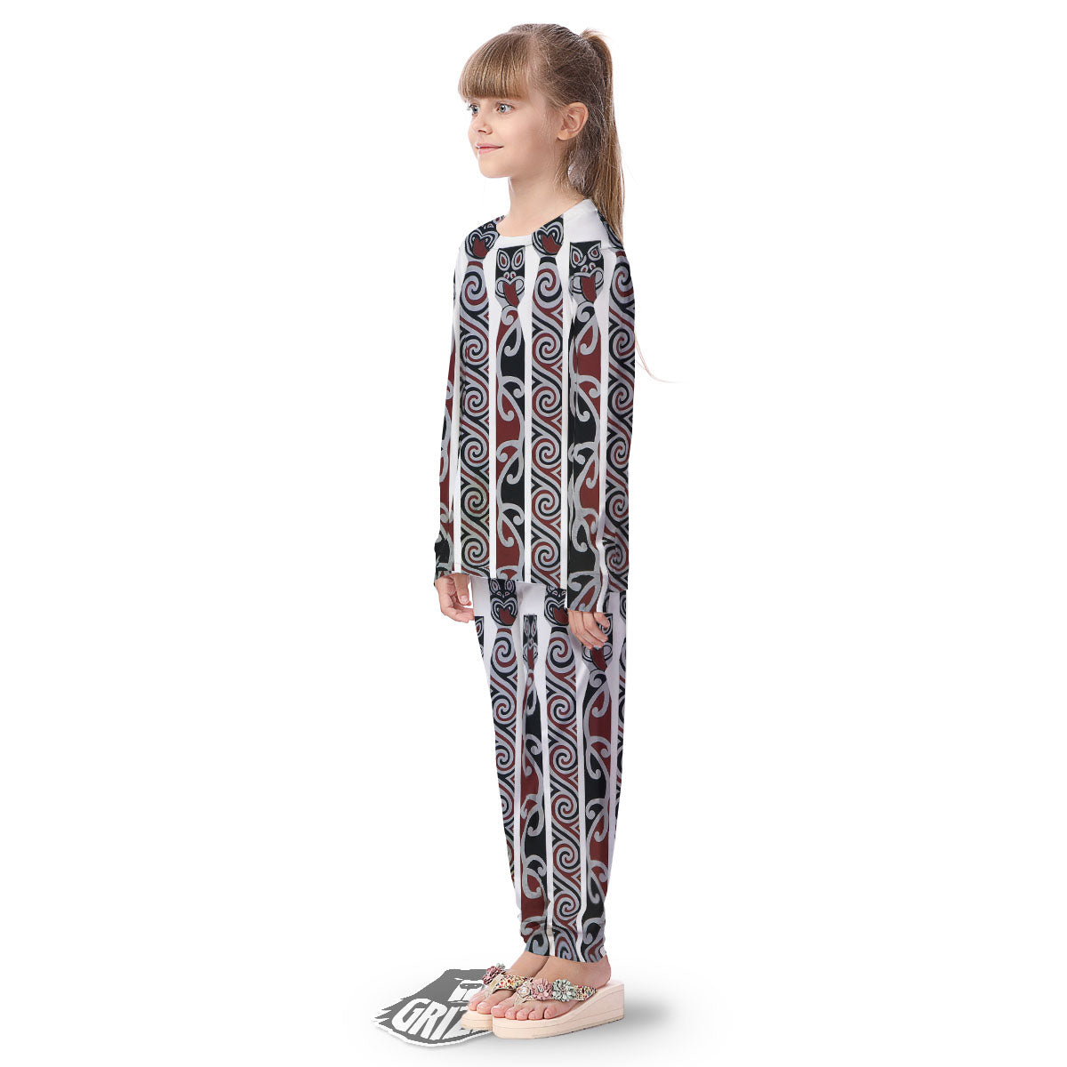Fence Maori Print Kid's Pajamas-grizzshop