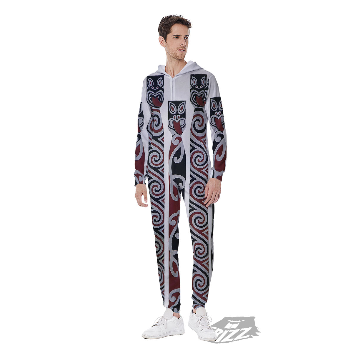 Fence Maori Print Men's Jumpsuit-grizzshop