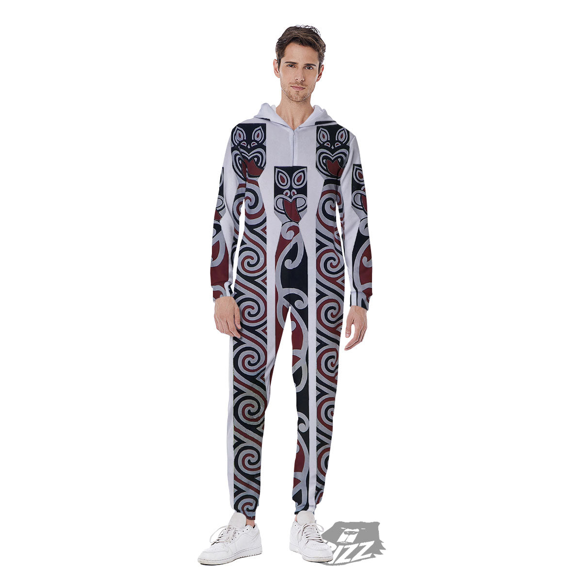 Fence Maori Print Men's Jumpsuit-grizzshop