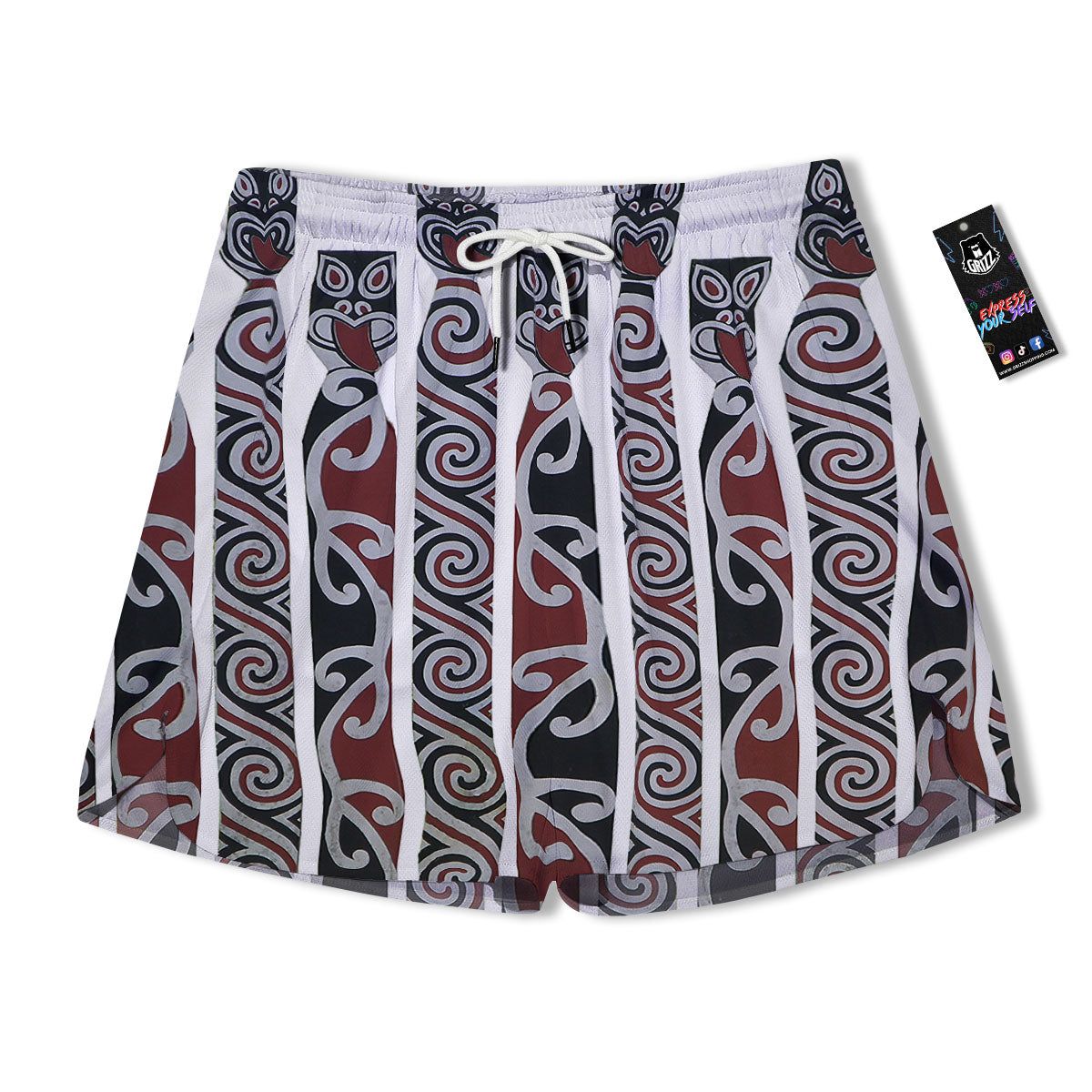 Fence Maori Print Men's Running Shorts-grizzshop