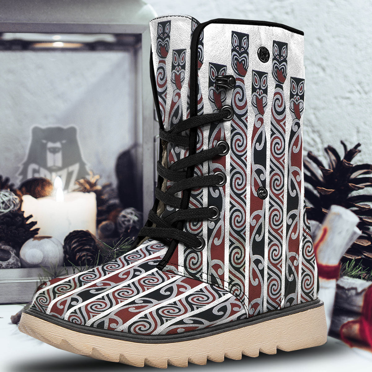 Fence Maori Print Snow Boots-grizzshop