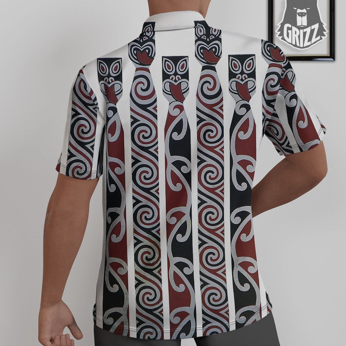 Fence Maori Print Untucked Shirts-grizzshop