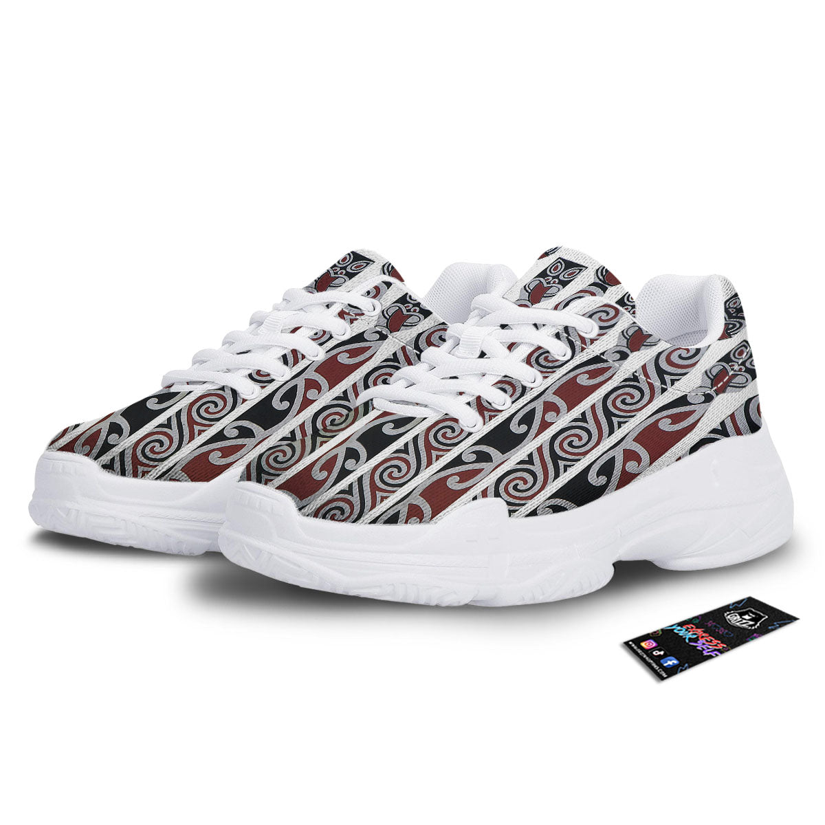 Fence Maori Print White Chunky Shoes-grizzshop