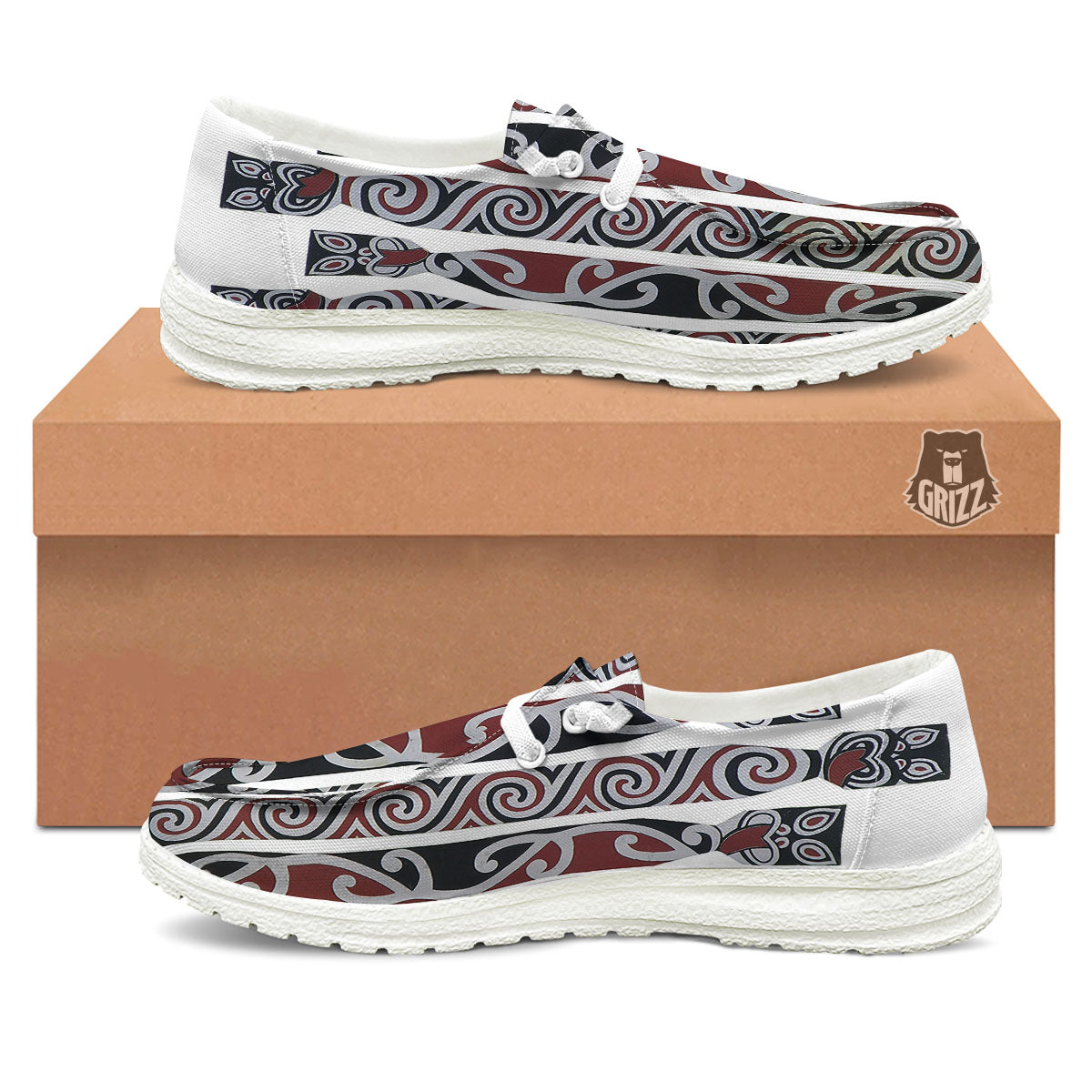 Fence Maori Print White Loafers-grizzshop