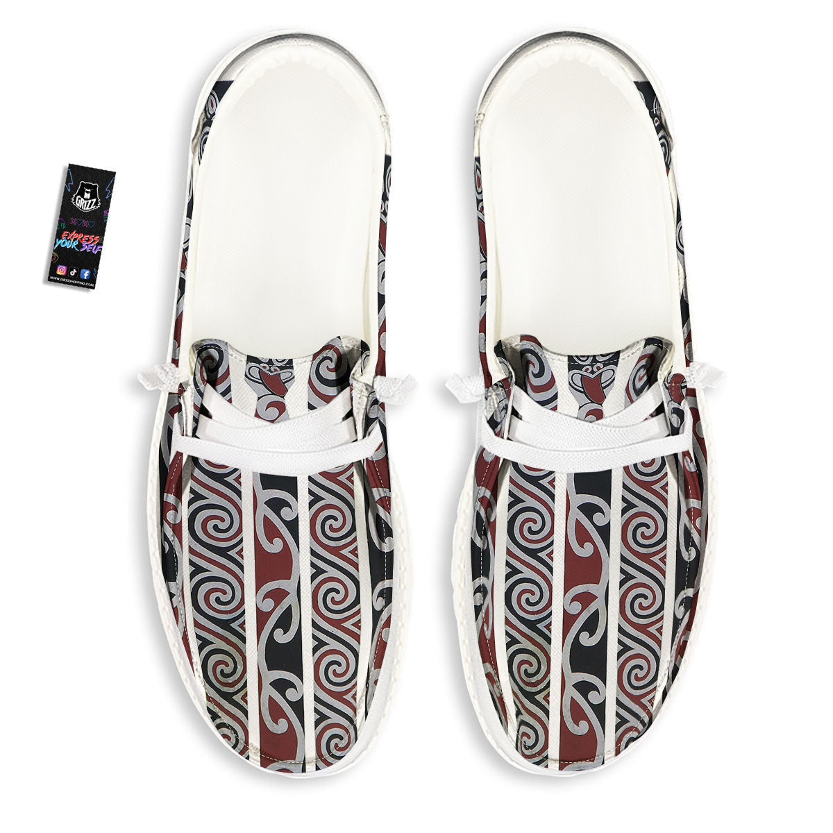 Fence Maori Print White Loafers-grizzshop