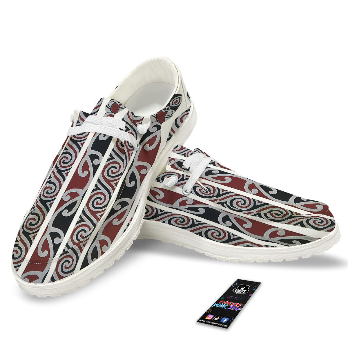Fence Maori Print White Loafers-grizzshop