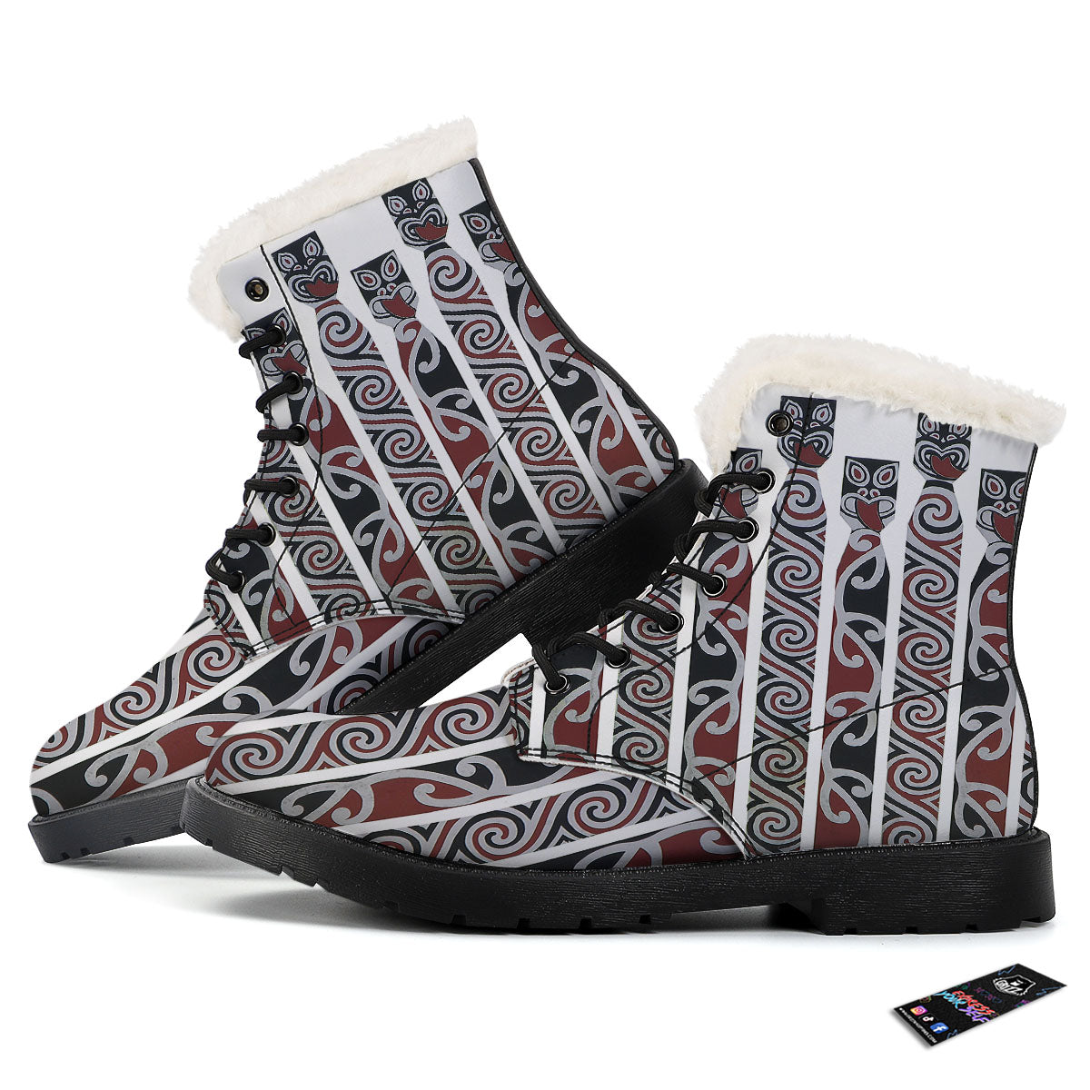 Fence Maori Print Winter Boots-grizzshop