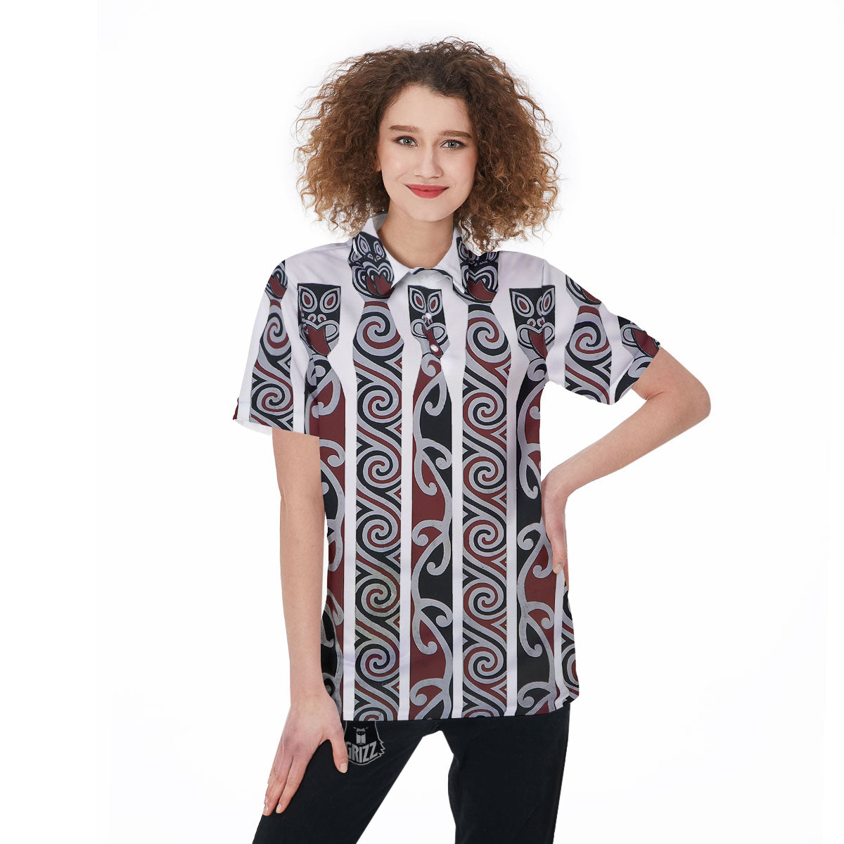 Fence Maori Print Women's Golf Shirts-grizzshop