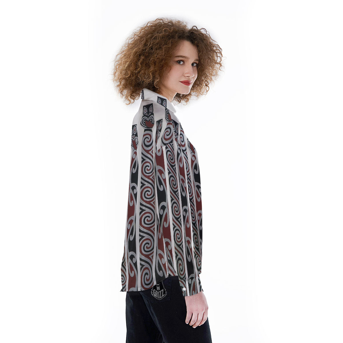 Fence Maori Print Women's Long Sleeve Shirts-grizzshop
