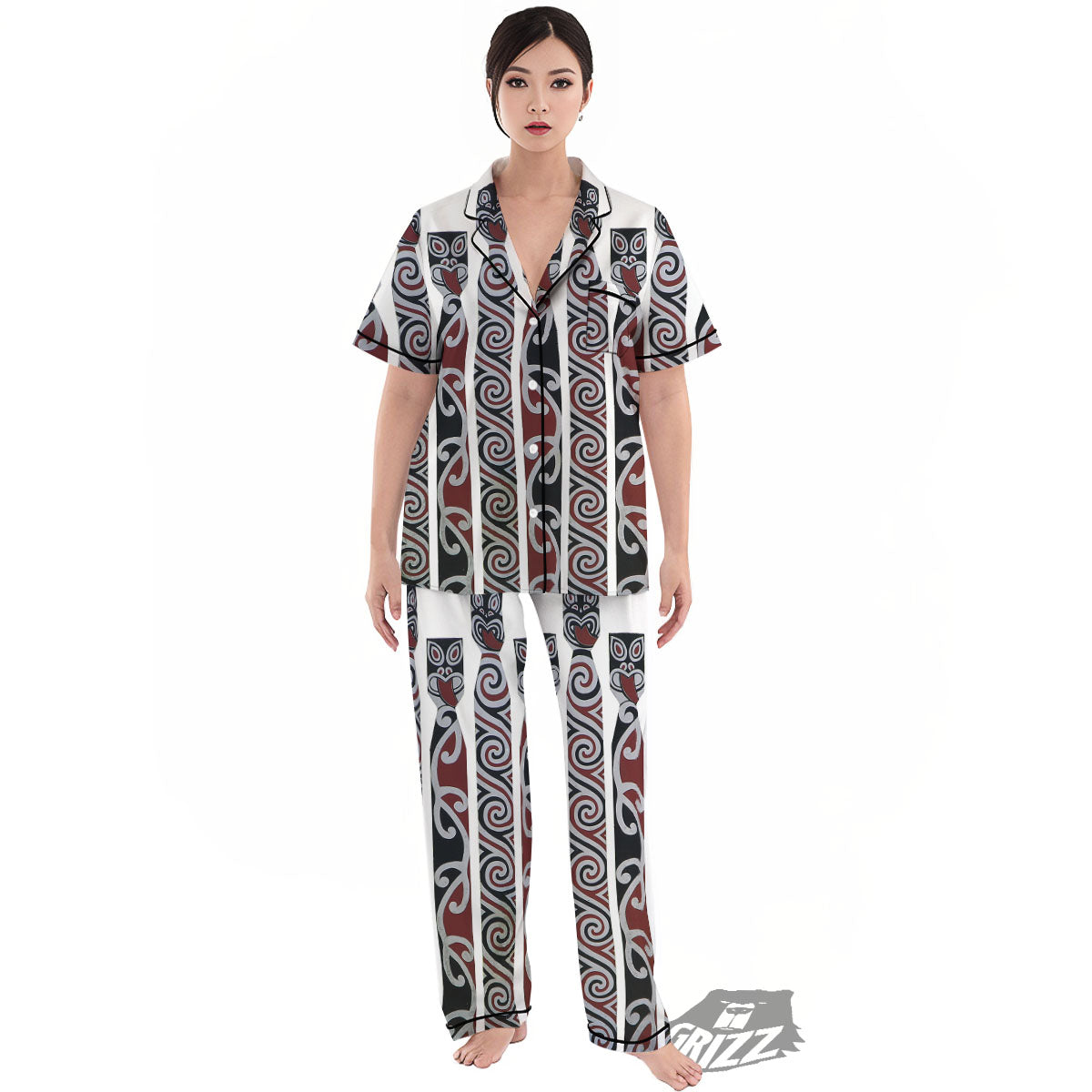 Fence Maori Print Women's Pajamas Set-grizzshop