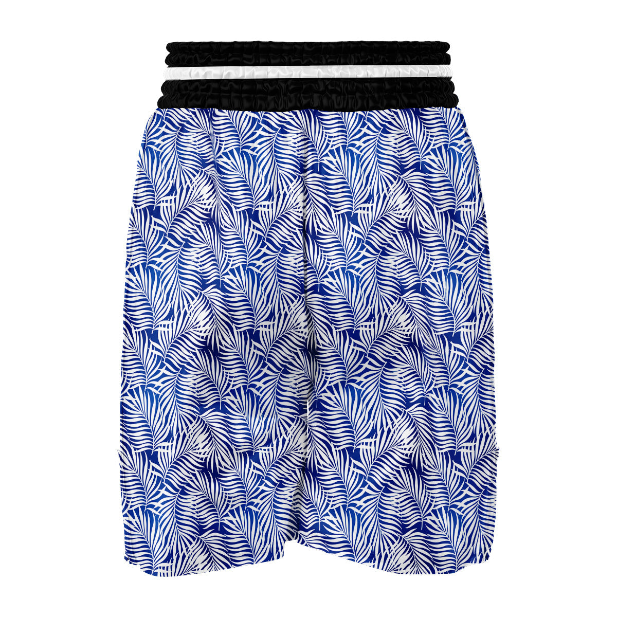 Fern Leaf Blue White Print Pattern Boxing Shorts-grizzshop