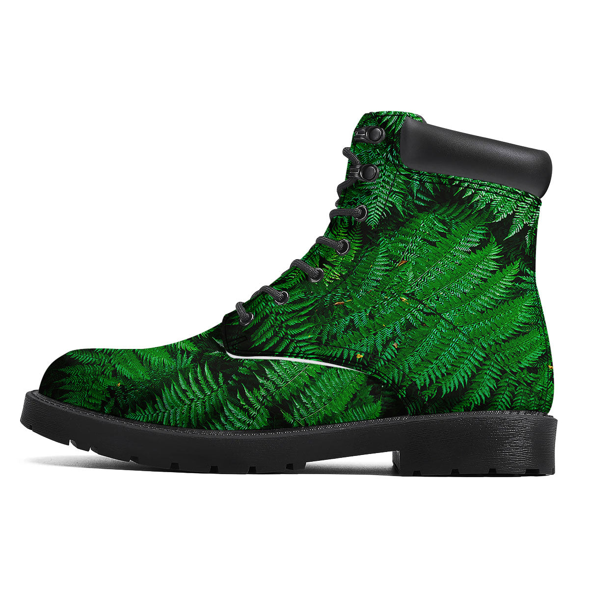 Fern Leaf Green Print Boots-grizzshop