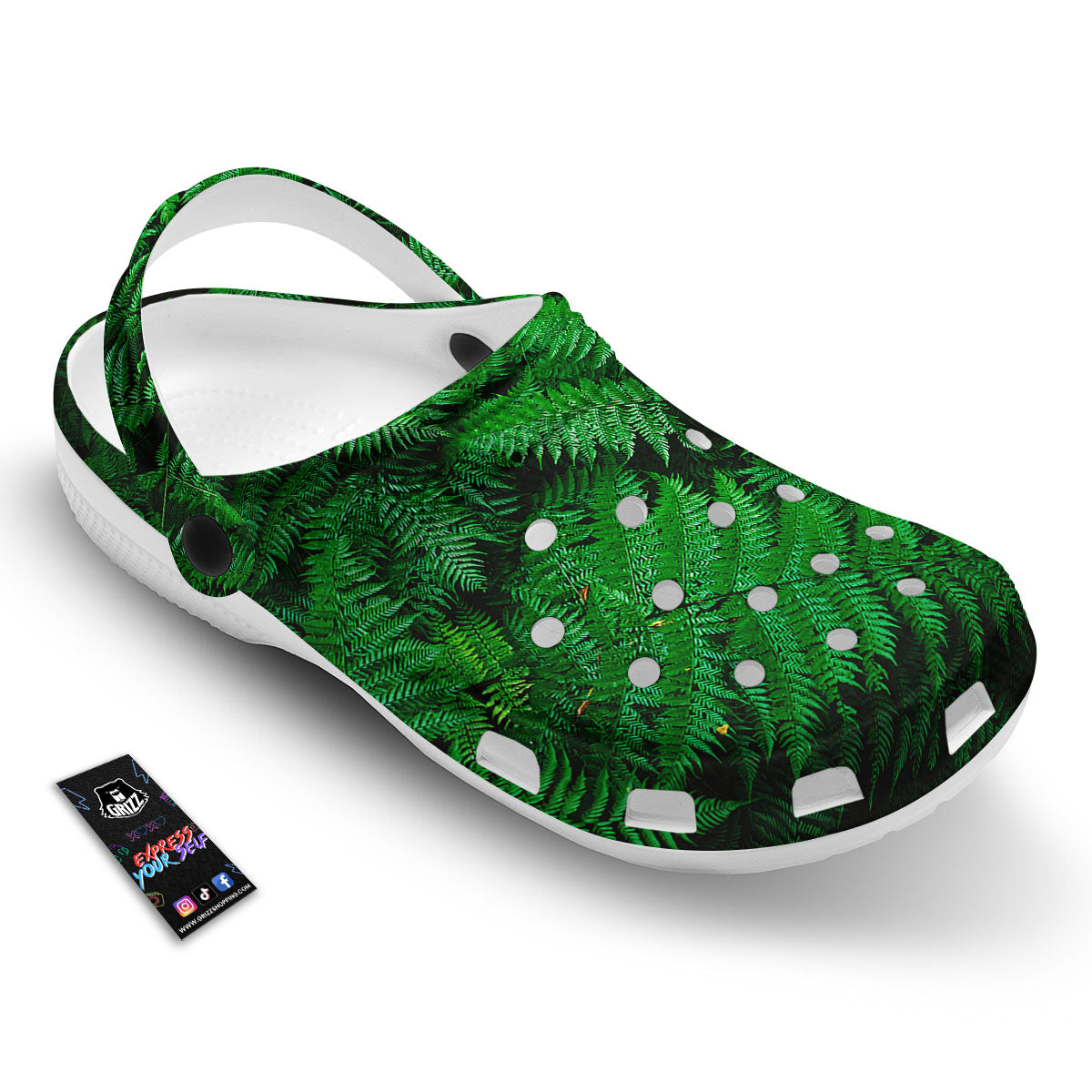Fern Leaf Green Print Clog-grizzshop