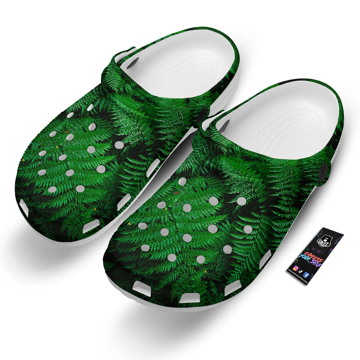 Fern Leaf Green Print Clog-grizzshop