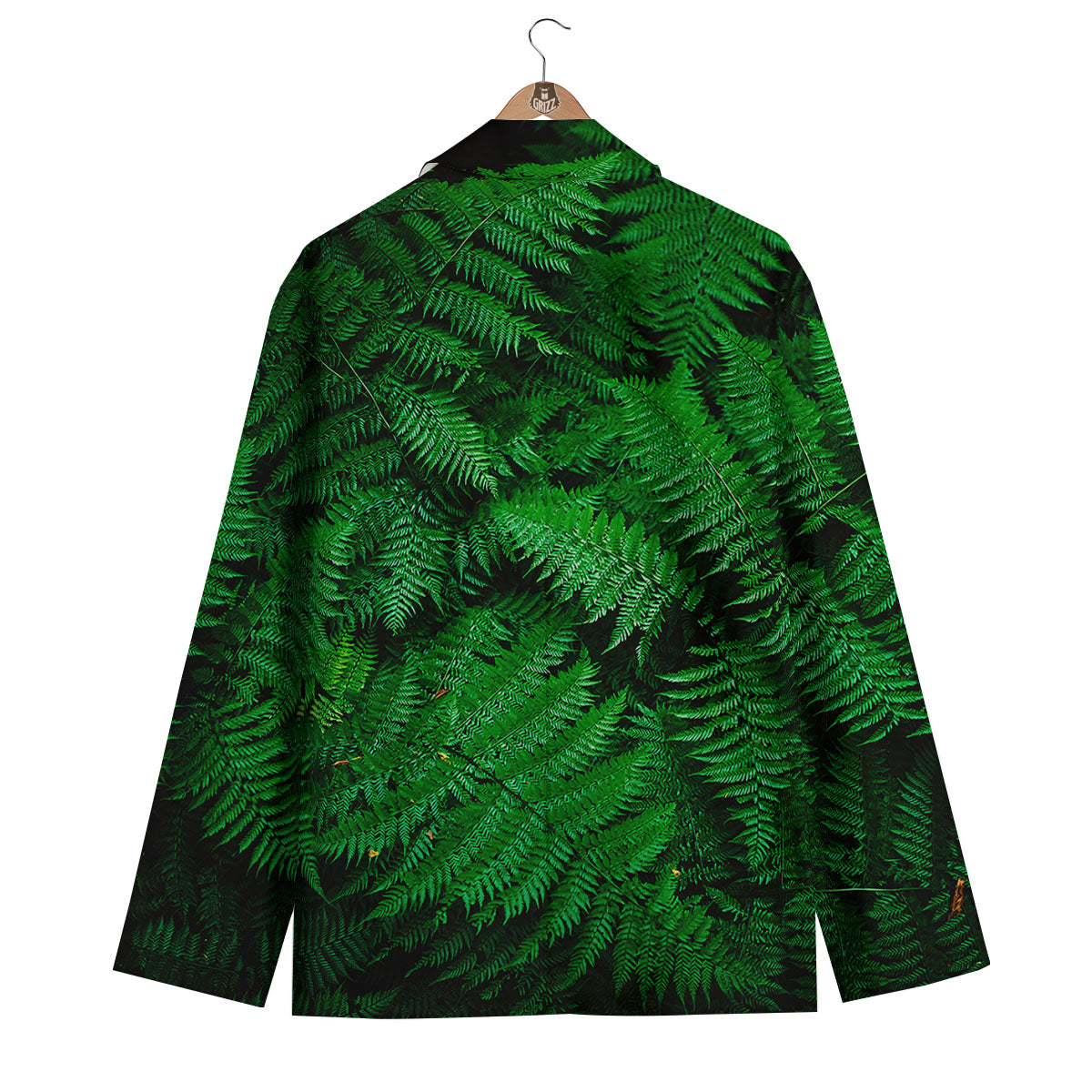 Fern Leaf Green Print Men's Blazer-grizzshop