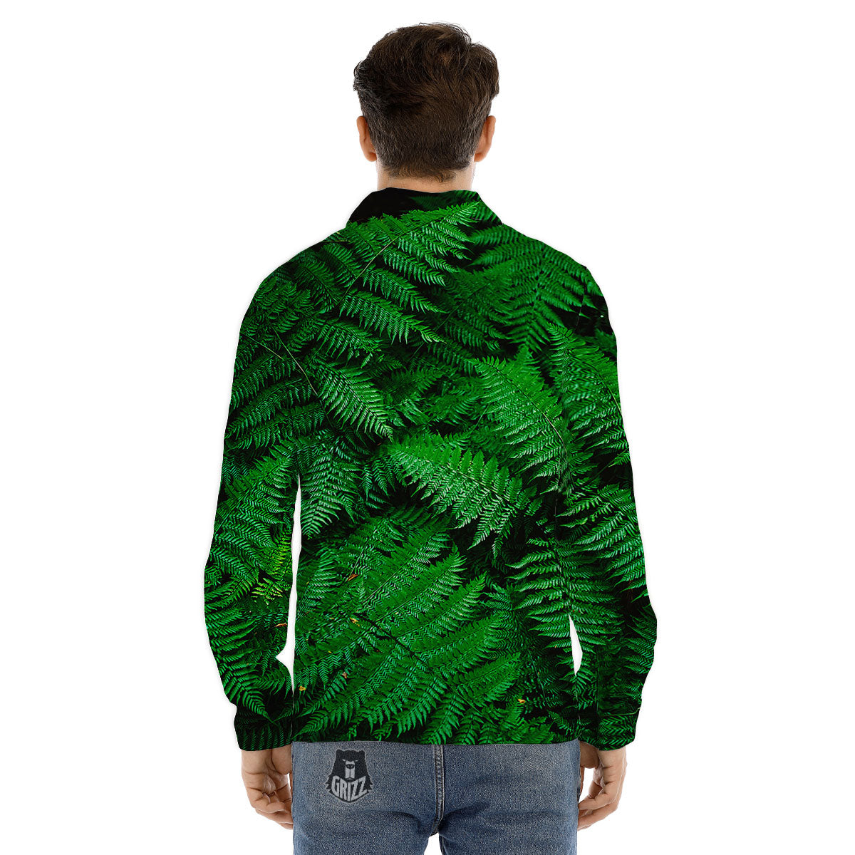 Fern Leaf Green Print Men's Dress Shirts-grizzshop