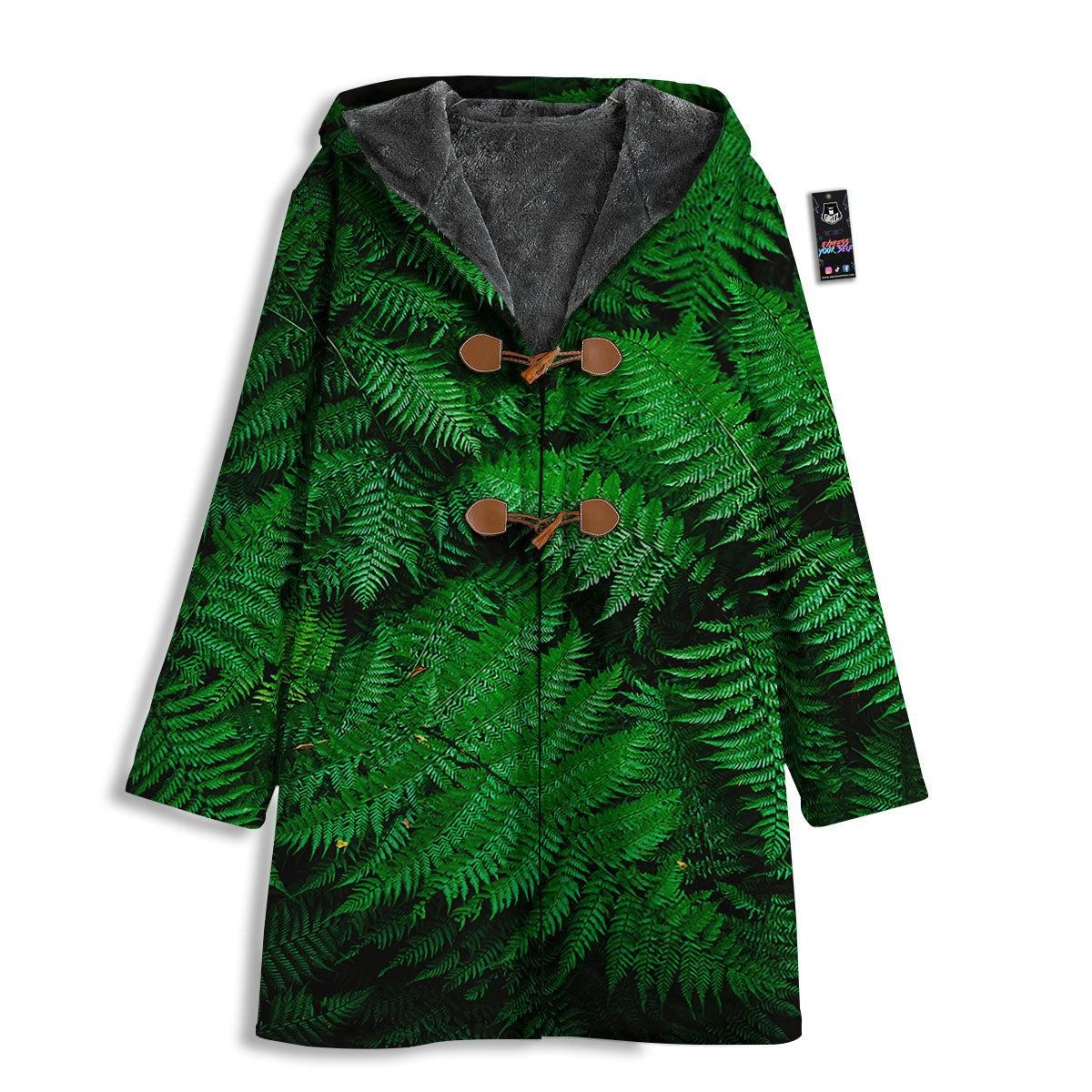 Fern Leaf Green Print Men's Windbreaker Jacket-grizzshop
