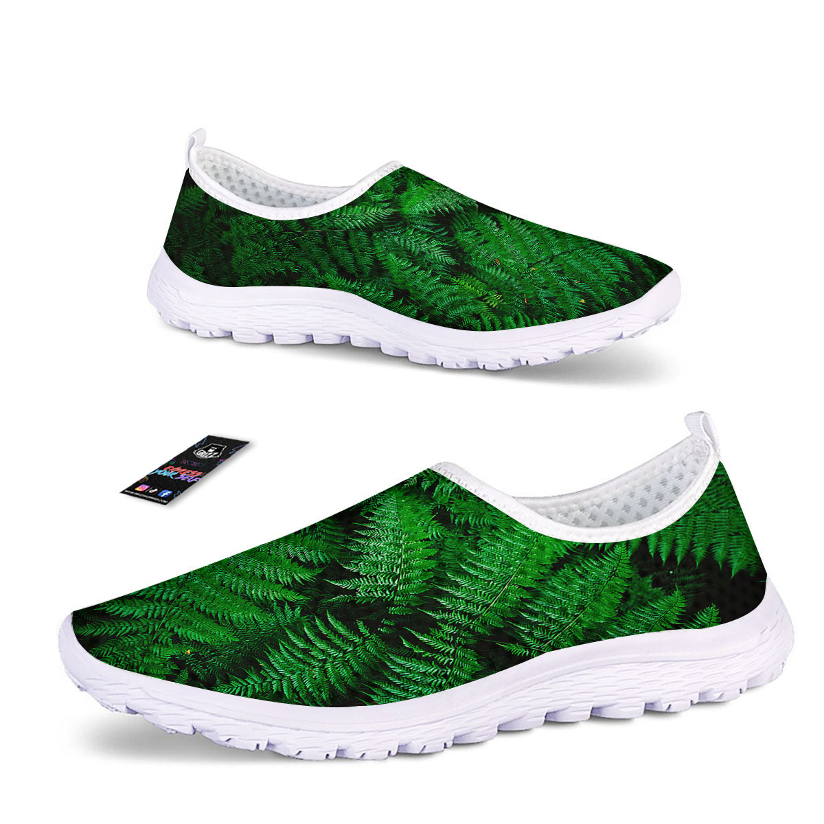 Fern Leaf Green Print Nurse Shoes-grizzshop