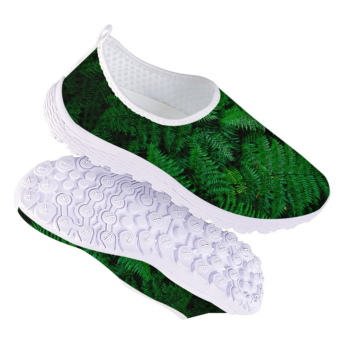 Fern Leaf Green Print Nurse Shoes-grizzshop