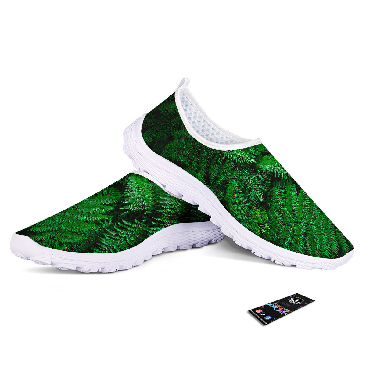 Fern Leaf Green Print Nurse Shoes-grizzshop