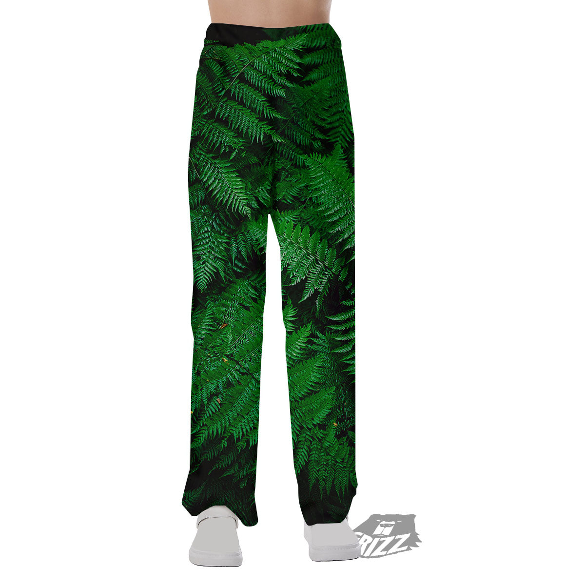 Fern Leaf Green Print Pajama Pants-grizzshop